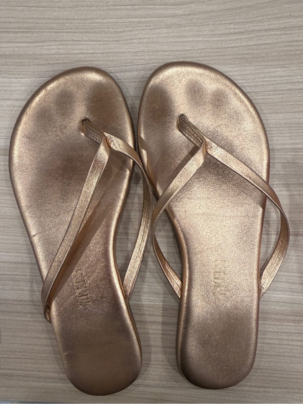 Girls TKEES Metallic Rose Gold Flip Flop Sandals